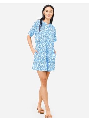 Oliphant Light Blue & White Floral Mini Dress